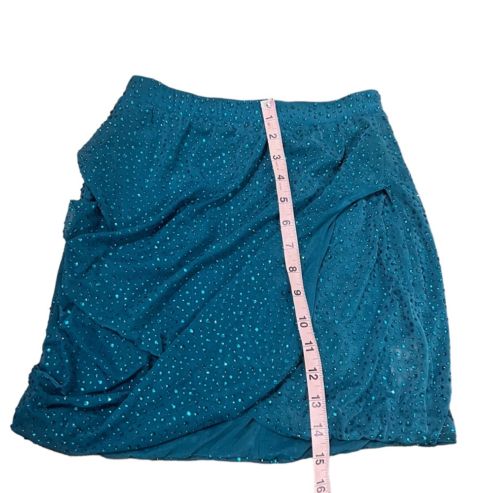 Oh Polly ‘Own The Night’ Emerald Rhinestone Corset Top & Mini Skirt Set - Picture 15 of 16